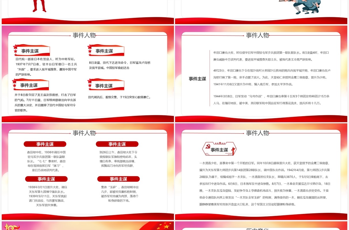 红色党政风纪念卢沟桥事变教育宣传PPT模板