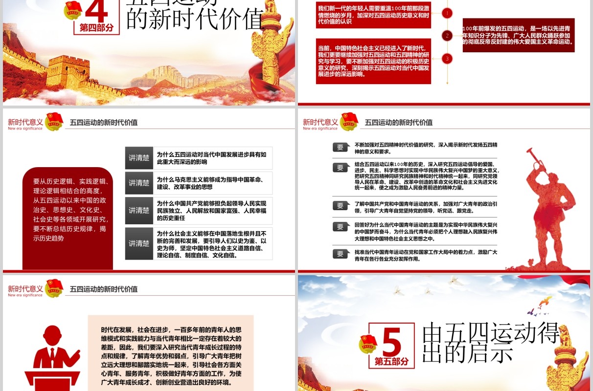 党课五四运动新时代意义101周年青年节纪念PPT模板