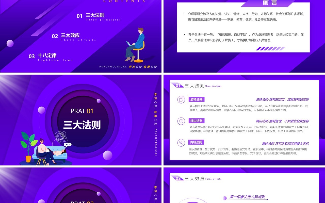 紫色简约风职场心理学培训课件PPT模板