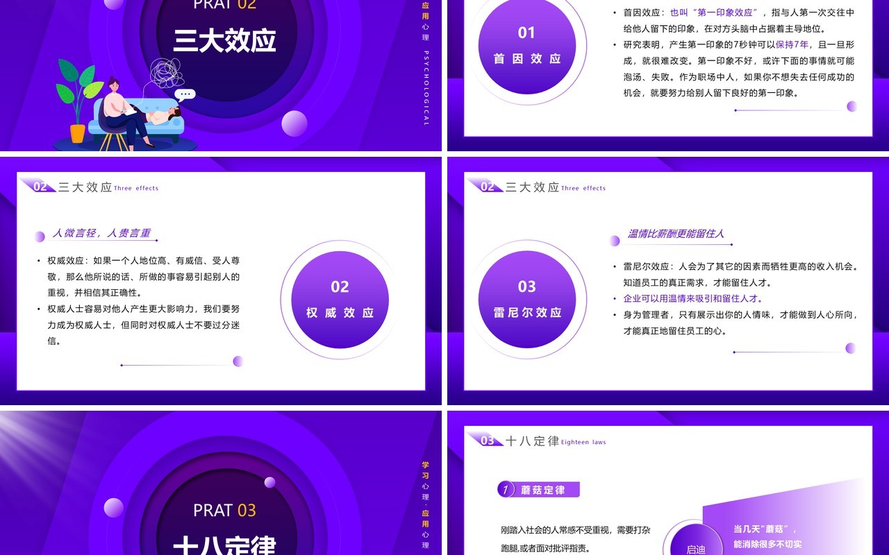 紫色简约风职场心理学培训课件PPT模板