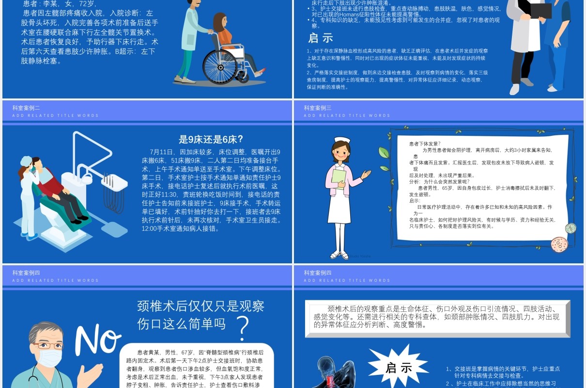 蓝色创意护理不良事件与隐患缺陷医院医疗医生PPT模板