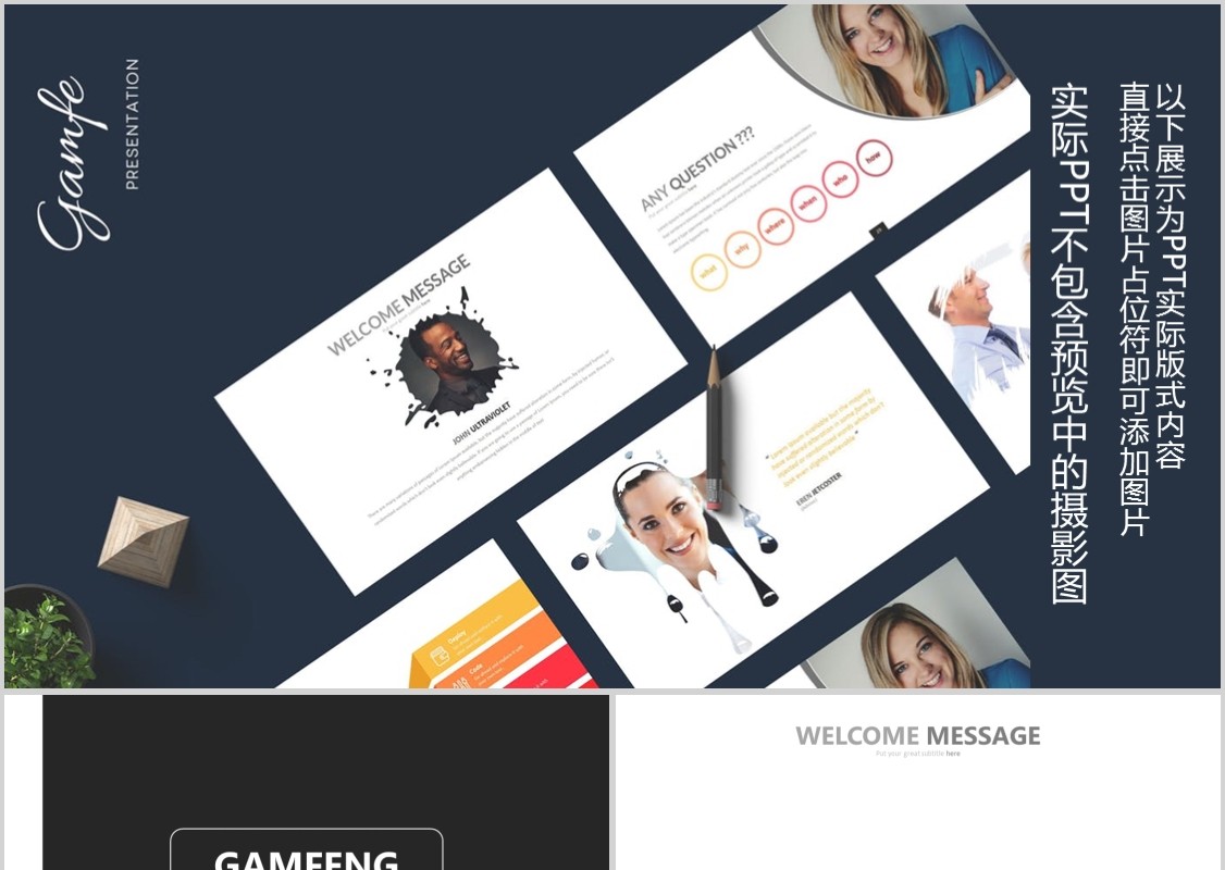 商务简洁公司介绍产品宣传PPT信息图表模板Gamfe Powerpoint
