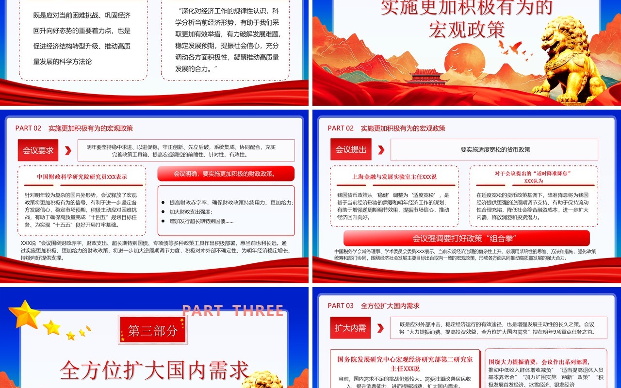 红色中国风经济工作怎么干PPT模板