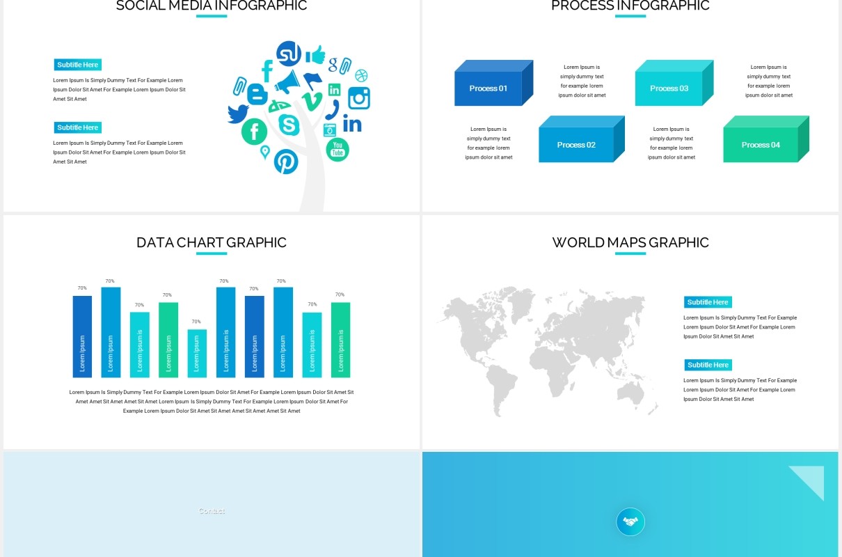 蓝色简约商务公司业务宣传介绍图片排版设计PPT模板Buzzient - Business Powerpoint Template
