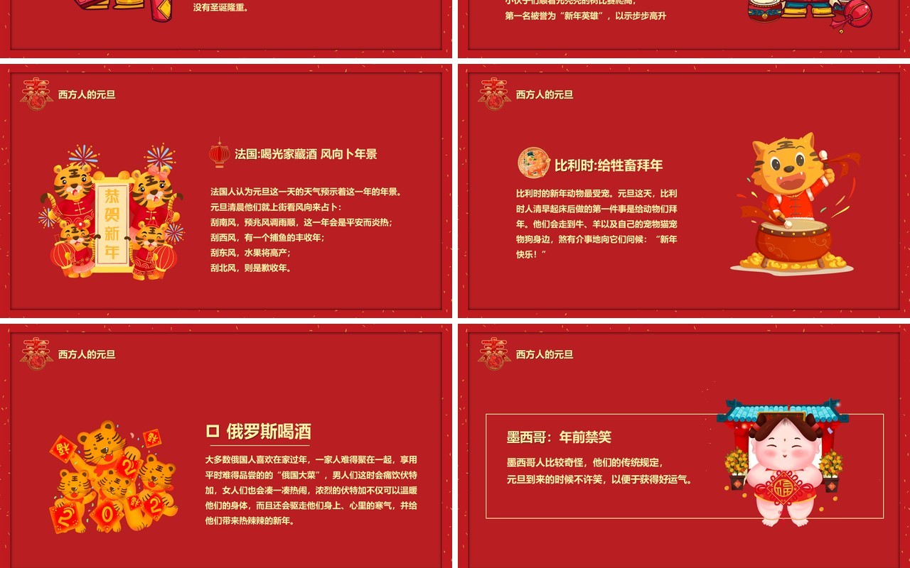 红色2022虎年喜迎元旦汇报PPT模板