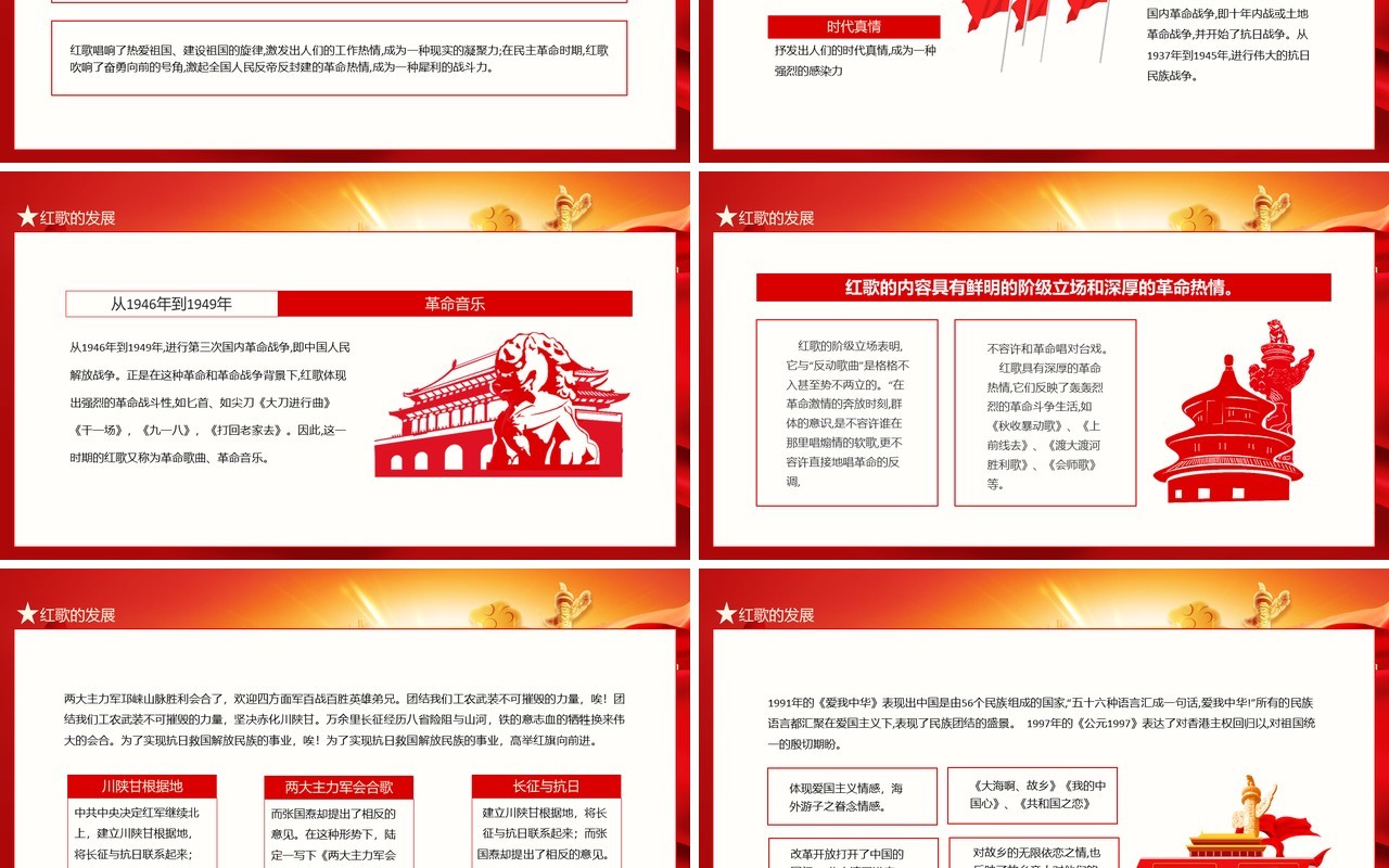 唱支红歌给党听红歌的定义特点及发展过程动态PPT模板
