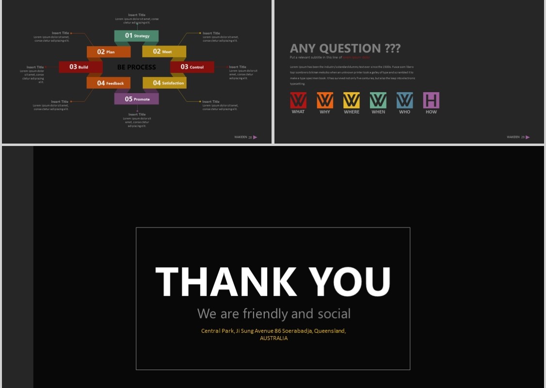 黑色商业计划书PPT信息图表可视化模板Wakiden - Powerpoint Template