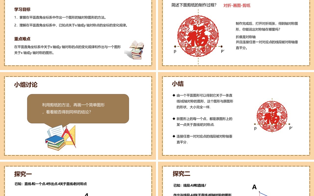 部编版八年级数学上册画轴对称图形课件PPT模板