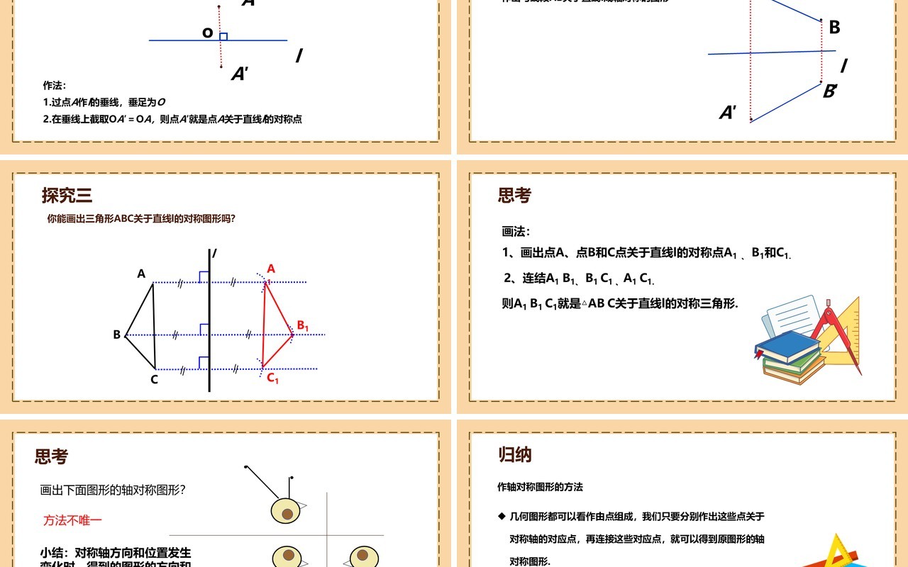 部编版八年级数学上册画轴对称图形课件PPT模板