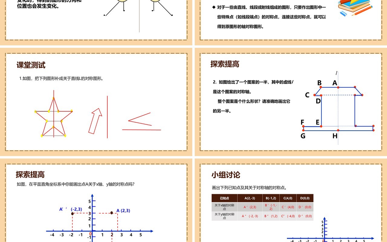部编版八年级数学上册画轴对称图形课件PPT模板