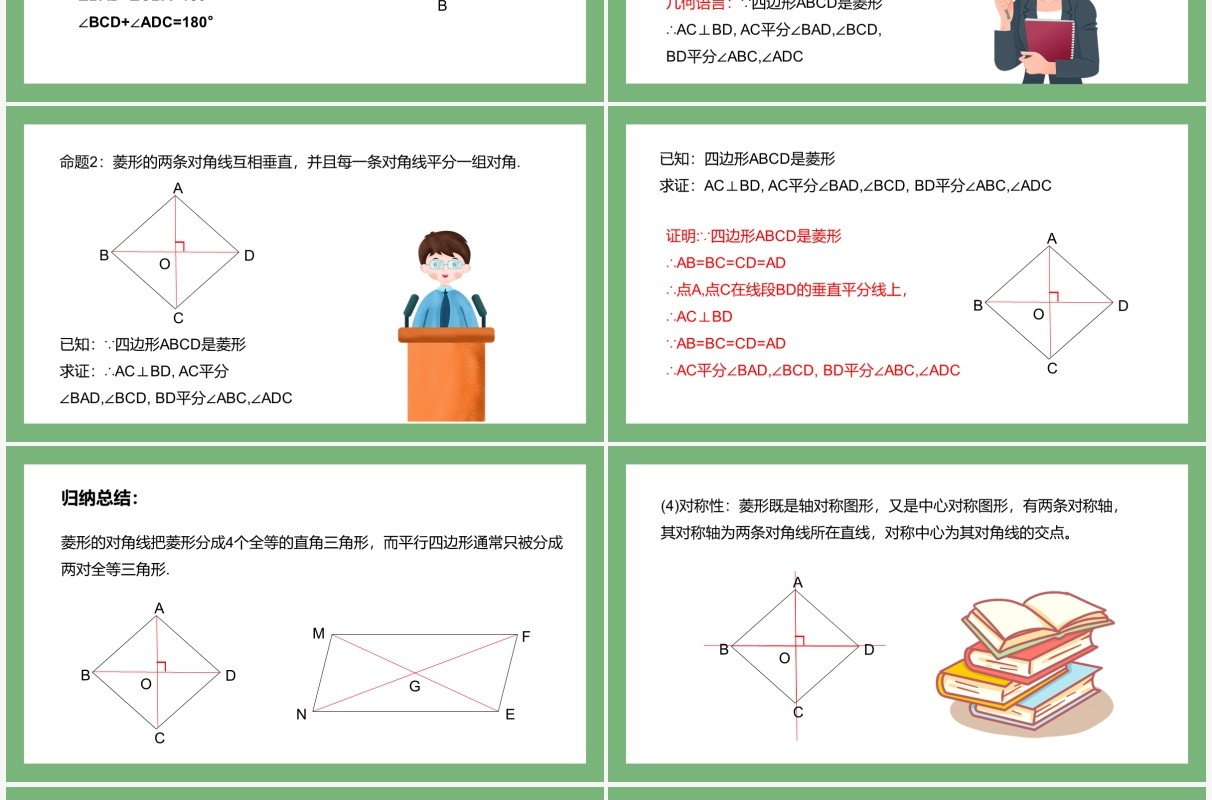 部编版八年级数学下册菱形的性质课件PPT模板
