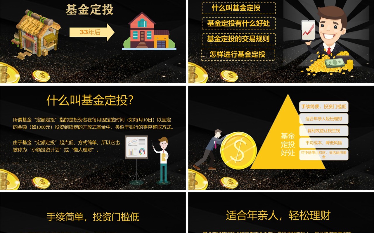 黑色基金定投金融财富管理培训PPT模板