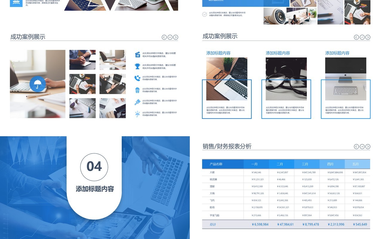 蓝色年终总结工作汇报商务PPT模板