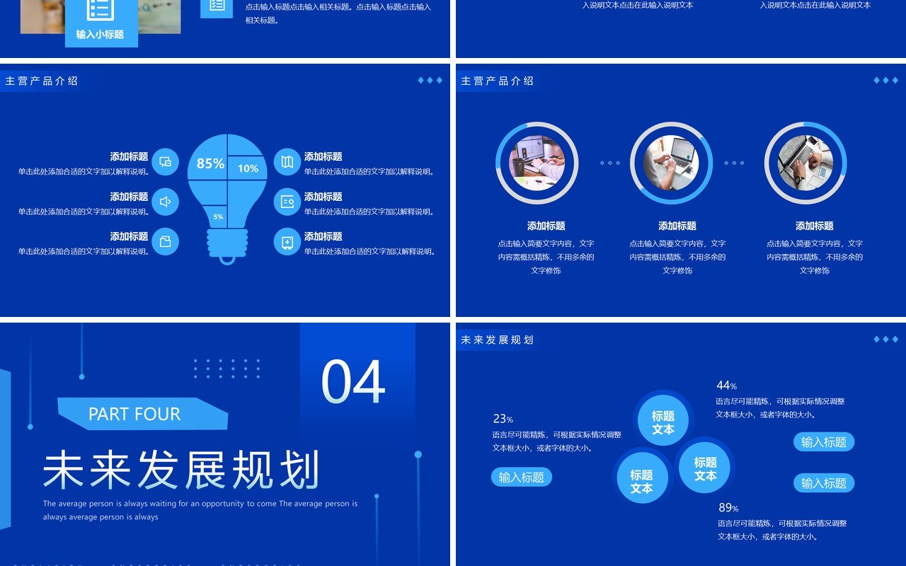 蓝色商务风企业宣传PPT通用模板