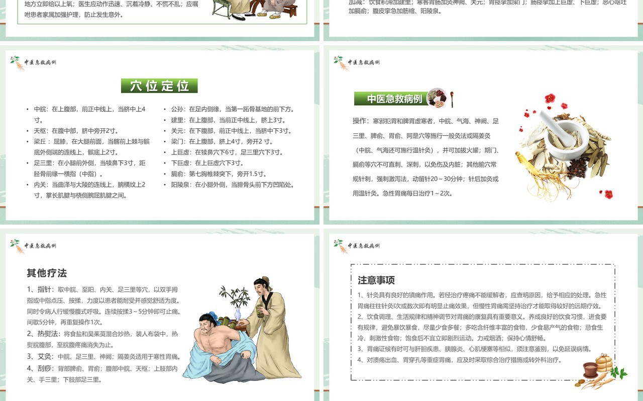 绿色简约风中医急救知识PPT模板