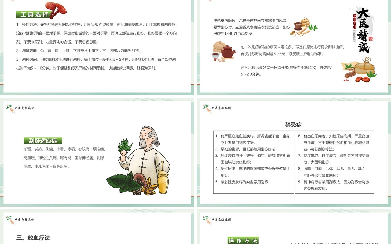 绿色简约风中医急救知识PPT模板