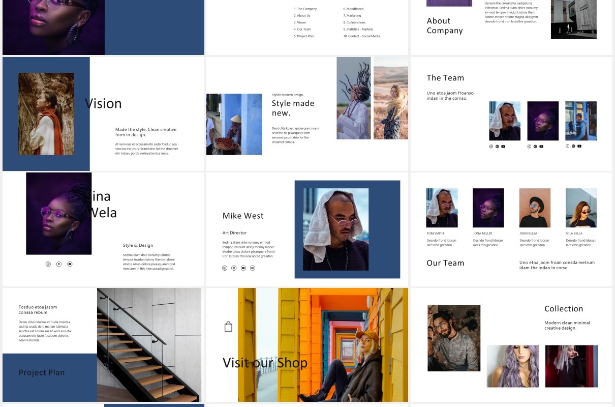 简洁摄影作品集图文展示宣传报告PPT模板SINA - Powerpoint Style Template