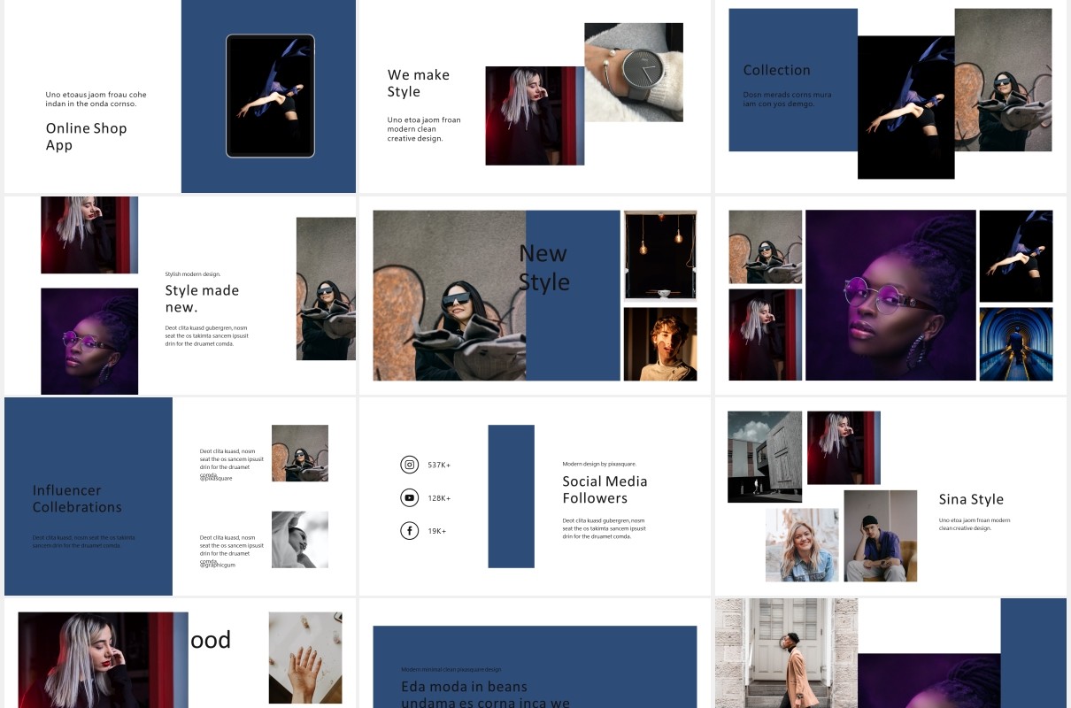简洁摄影作品集图文展示宣传报告PPT模板SINA - Powerpoint Style Template