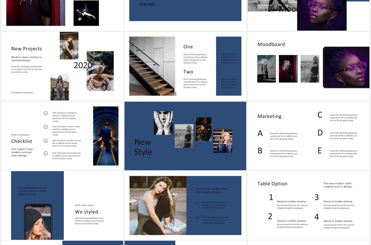 简洁摄影作品集图文展示宣传报告PPT模板SINA - Powerpoint Style Template