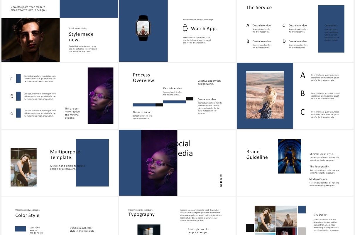 简洁摄影作品集图文展示宣传报告PPT模板SINA - Powerpoint Style Template