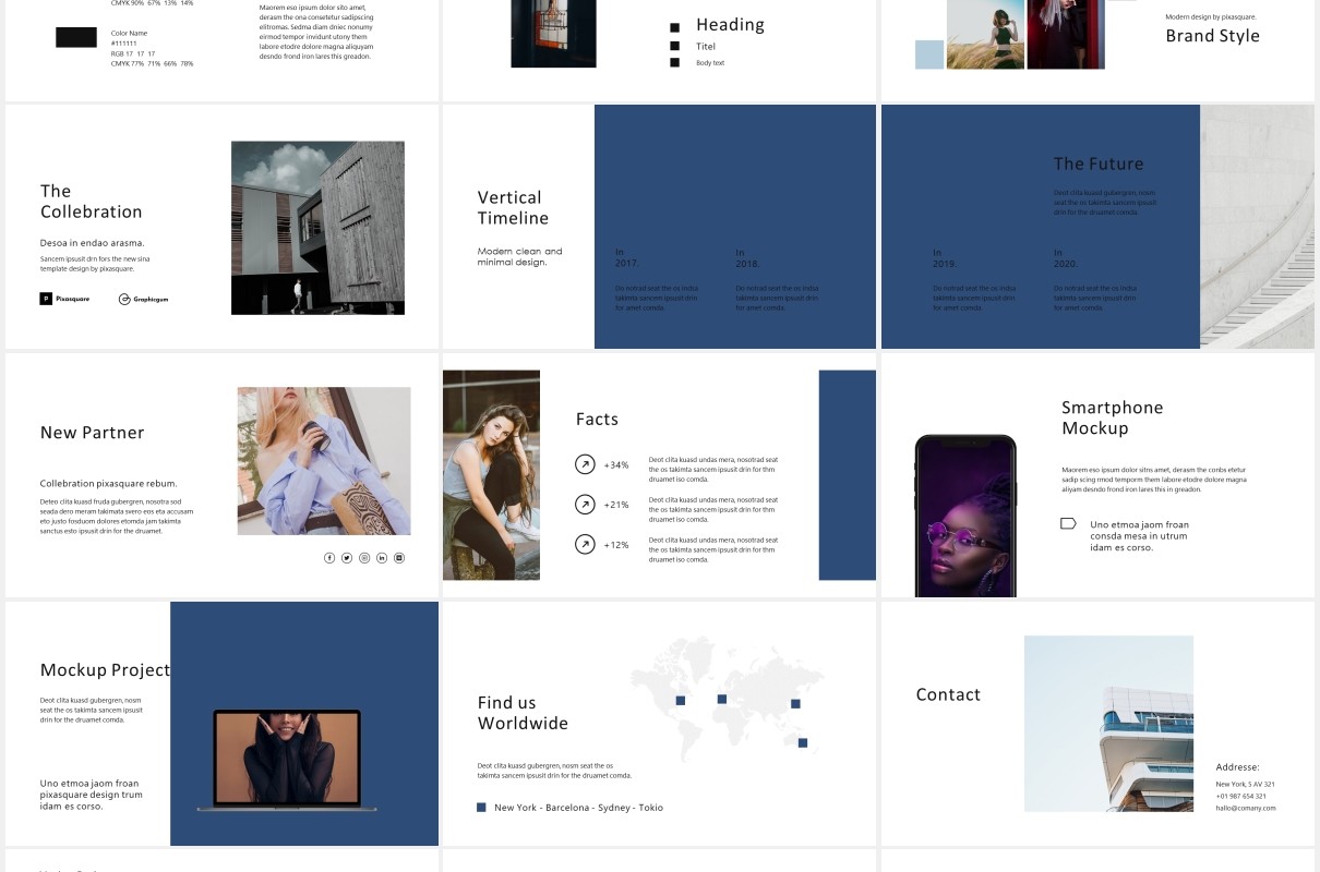 简洁摄影作品集图文展示宣传报告PPT模板SINA - Powerpoint Style Template