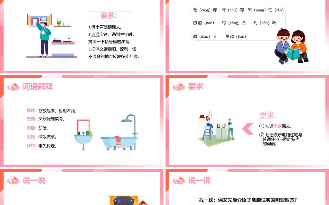 部编版四年级语文上册电脑住宅课件PPT模板