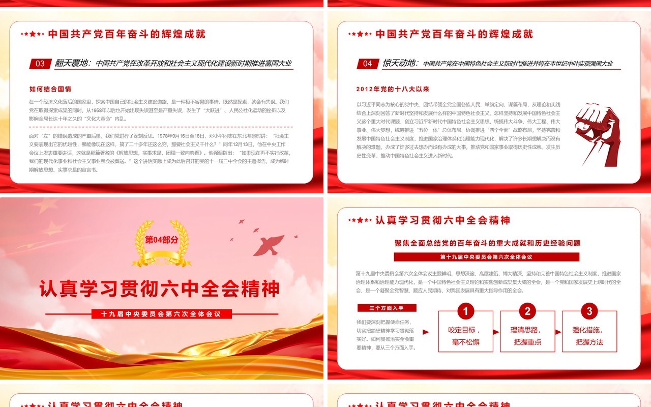 全面学习解读十九届六中全会PPT模板