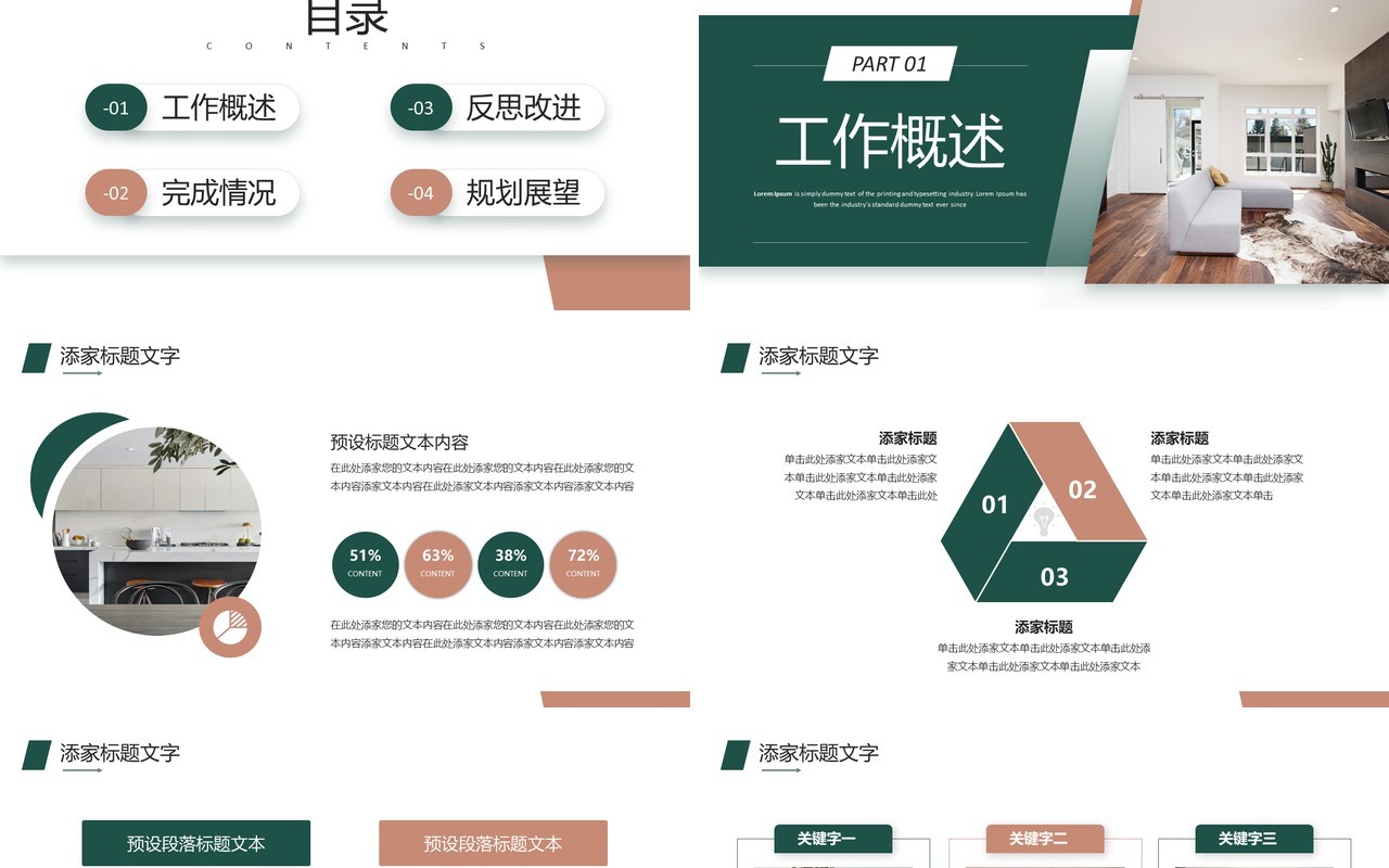 绿色商务风家装行业年终总结PPT模板