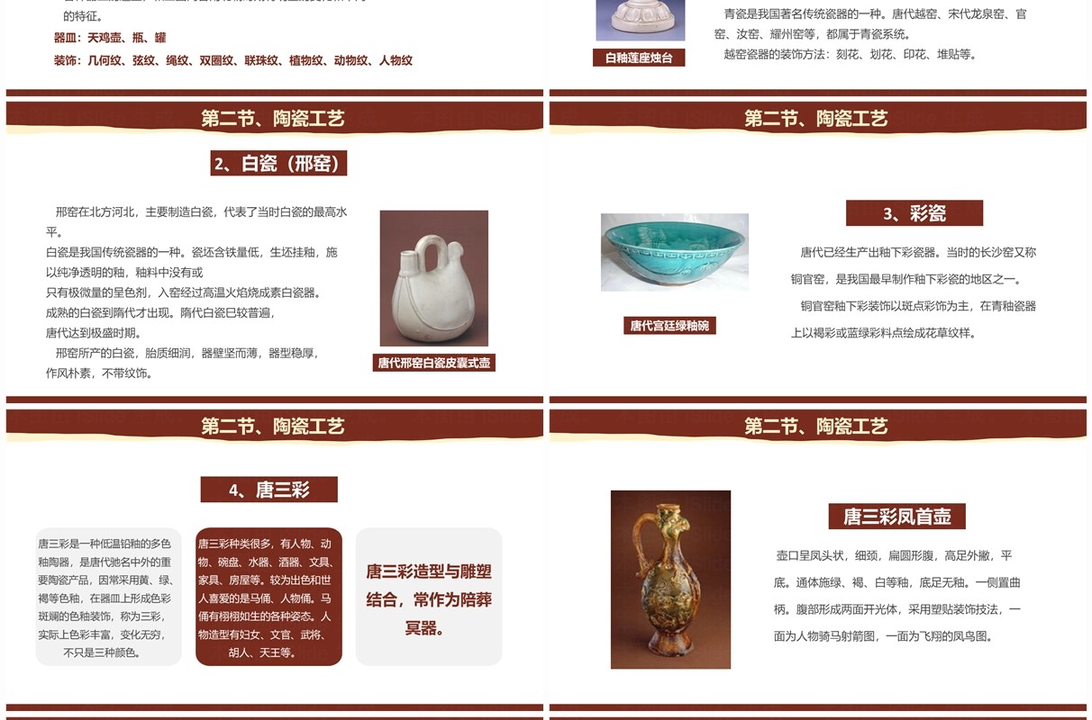 棕色简约隋唐的工艺美术介绍PPT模板