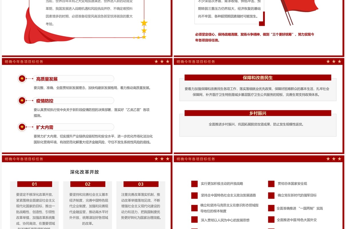 红色简约风聚焦党的二十届二中全会PPT模板