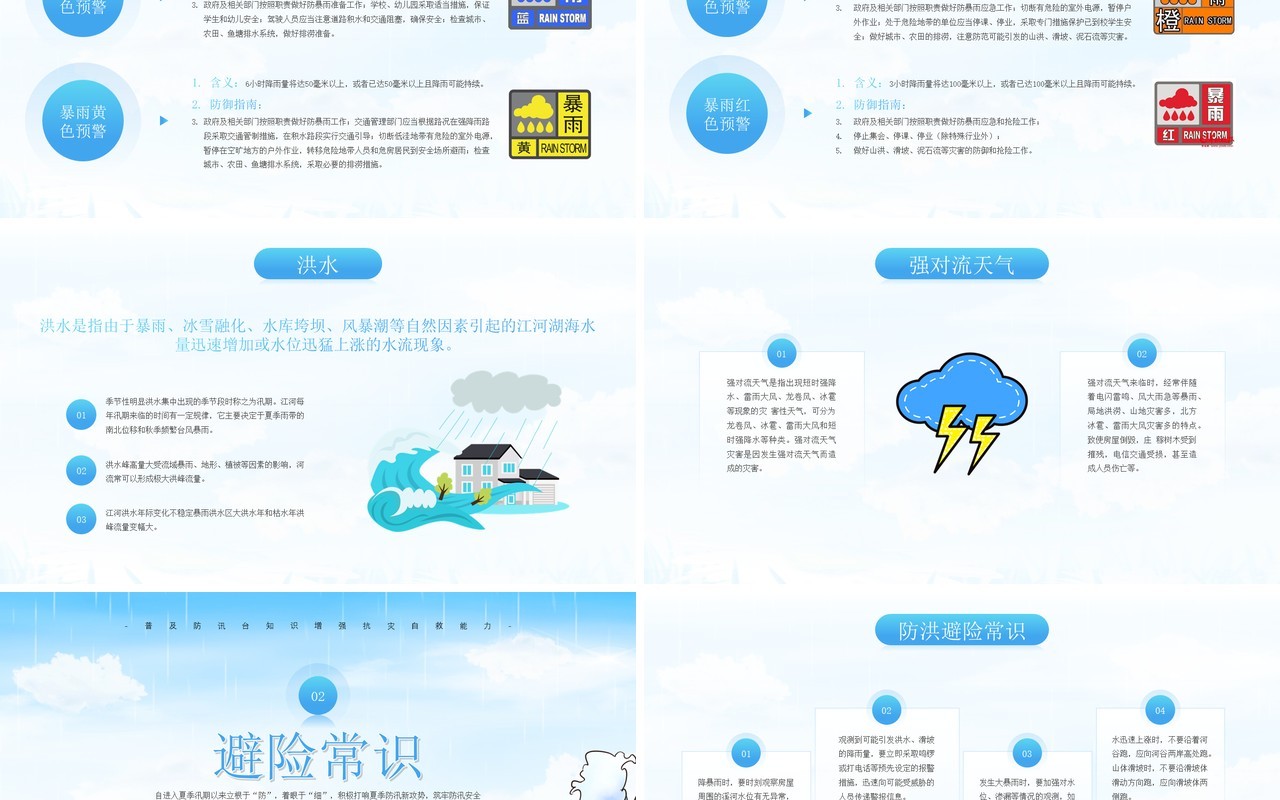 蓝色简约风夏季防汛安全知识培训PPT模板