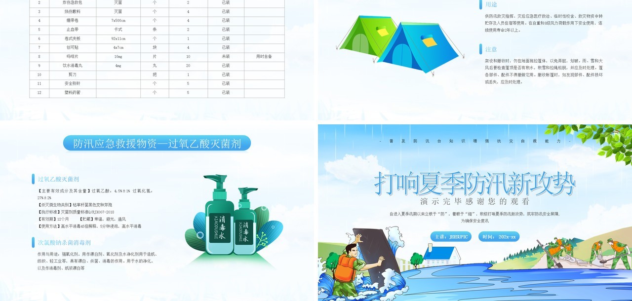 蓝色简约风夏季防汛安全知识培训PPT模板