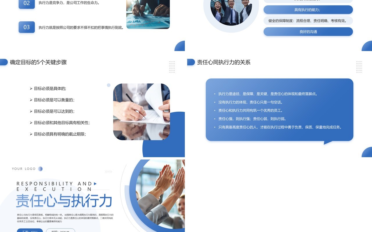 蓝色商务风责任心与执行力企业培训PPT模板