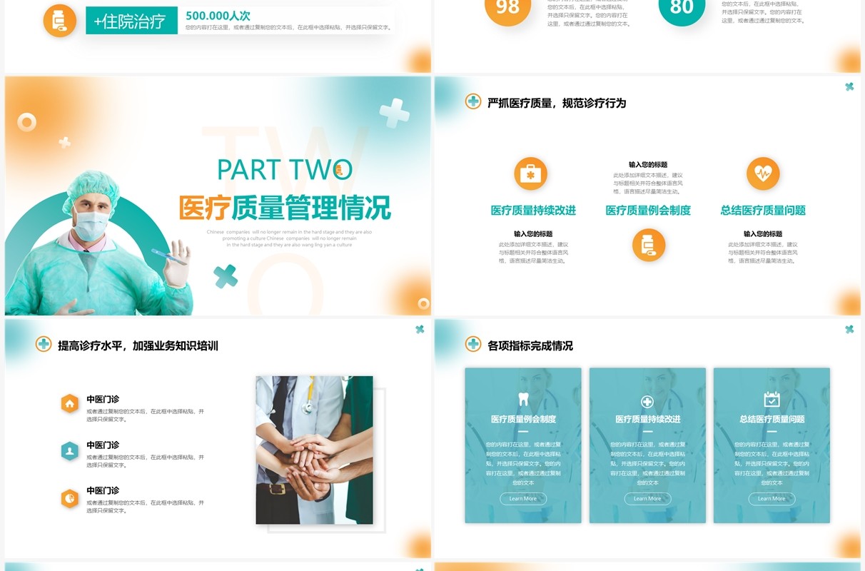 黄绿渐变医院年终工作总结报告PPT通用模板