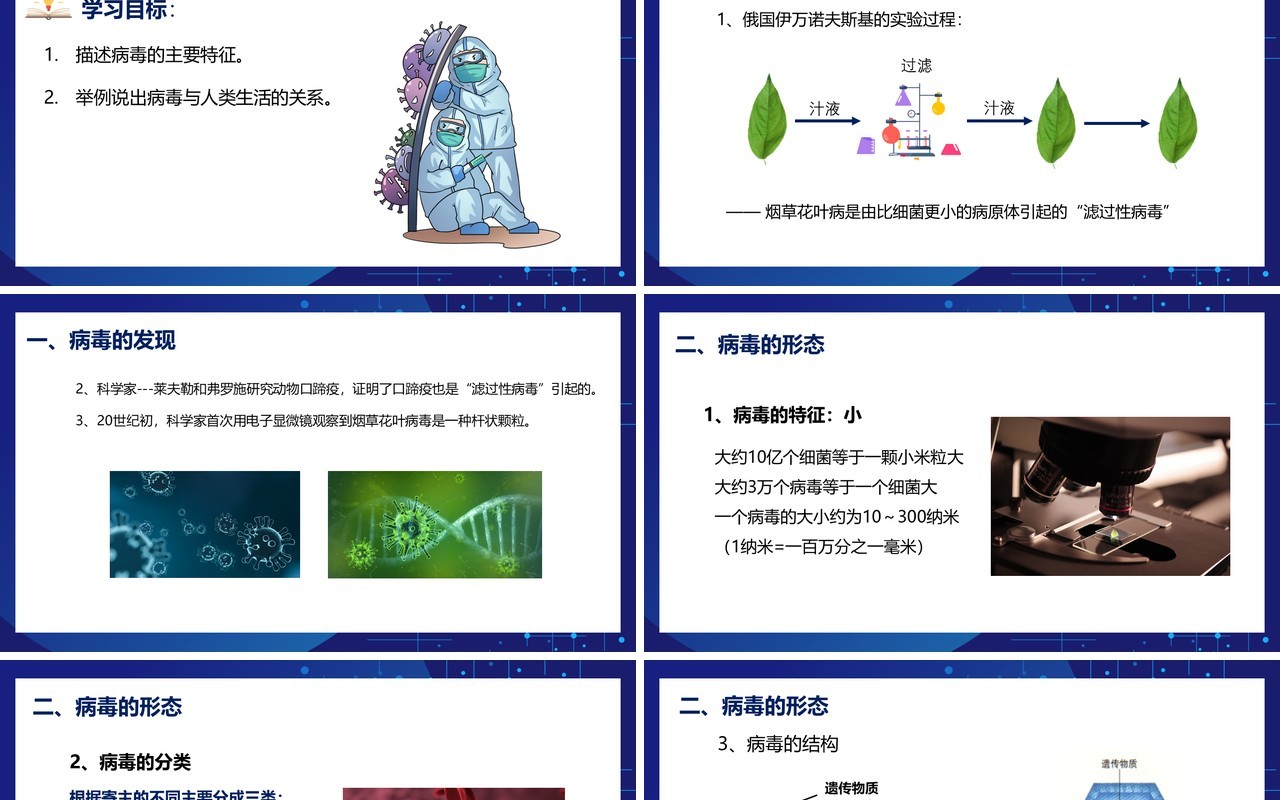 部编版八年级生物上册病毒PPT模板