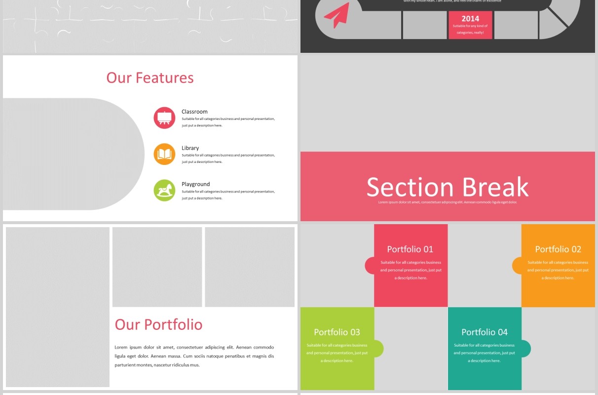 儿童趣味教育宣传课件PPT照片排版设计模板Childhood - Playful Powerpoint Template