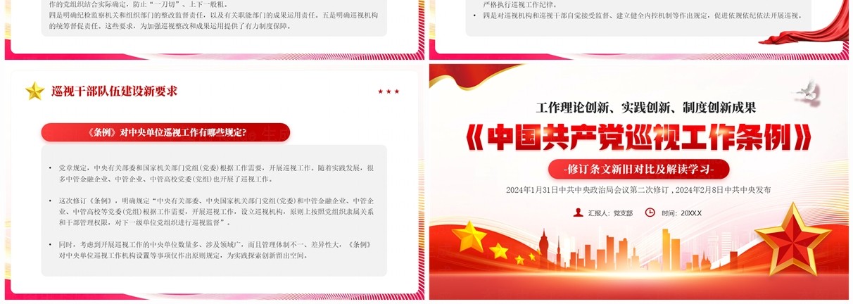 红色党政风中国共产党巡视工作条例PPT模板