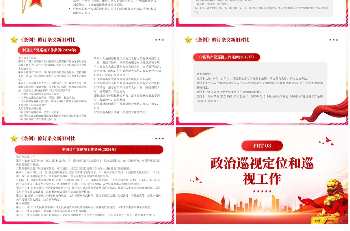 红色党政风中国共产党巡视工作条例PPT模板
