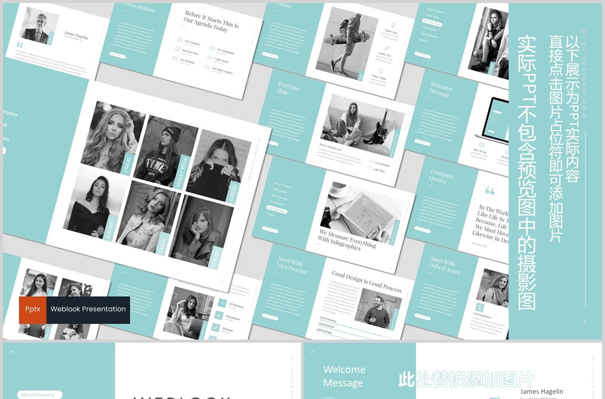 网页版式PPT幻灯片演示模板Weblook Powerpoint Template