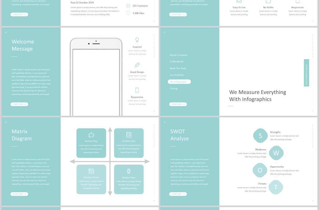 网页版式PPT幻灯片演示模板Weblook Powerpoint Template