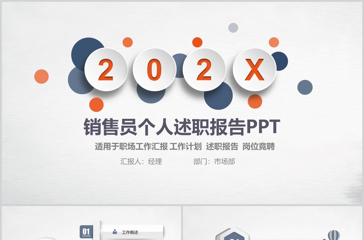 微粒体销售经理个人转正述职报告PPT模板