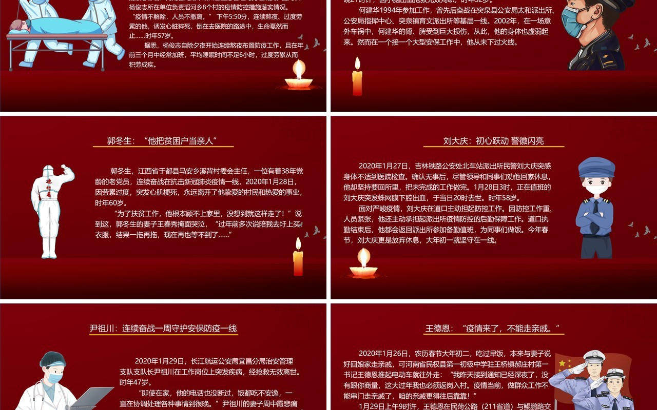 清明追思悼念因公殉职的英雄PPT模板
