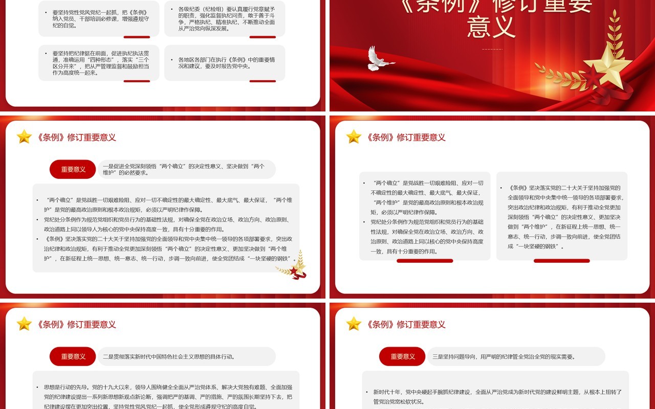 红色中国共产党纪律处分条例PPT模板