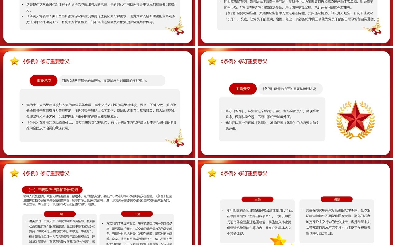 红色中国共产党纪律处分条例PPT模板