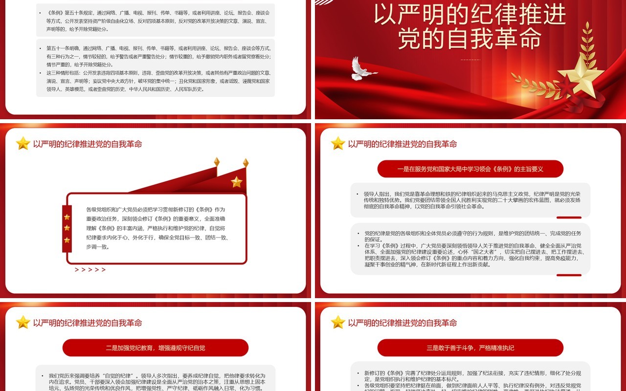 红色中国共产党纪律处分条例PPT模板