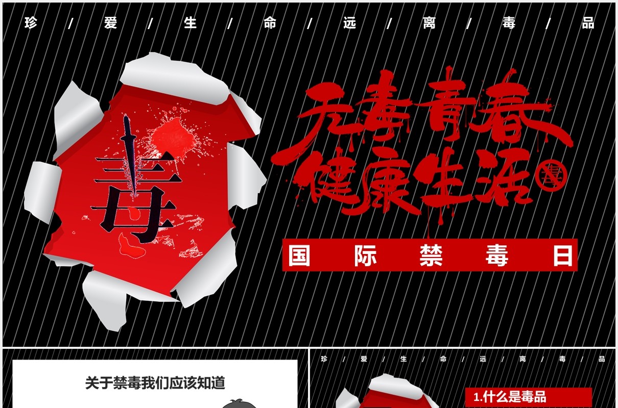 国际禁毒日宣传PPT模板