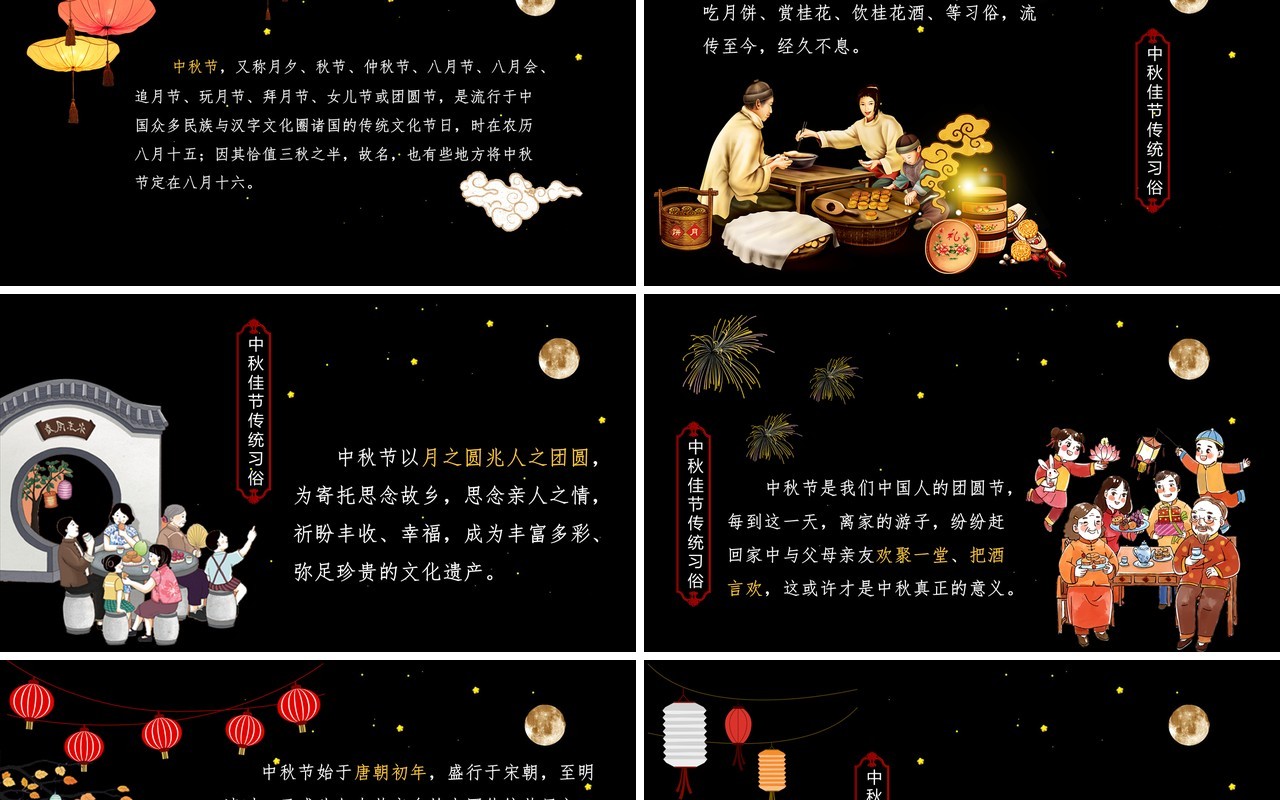 黑色中秋节日介绍PPT模板