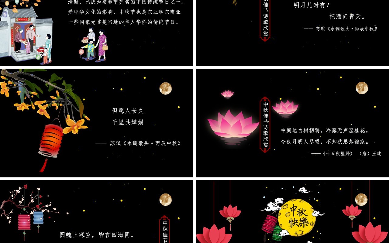 黑色中秋节日介绍PPT模板