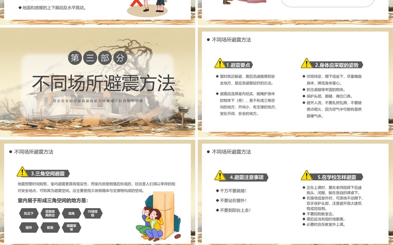 黄色简约风防震科普携手同行PPT模板