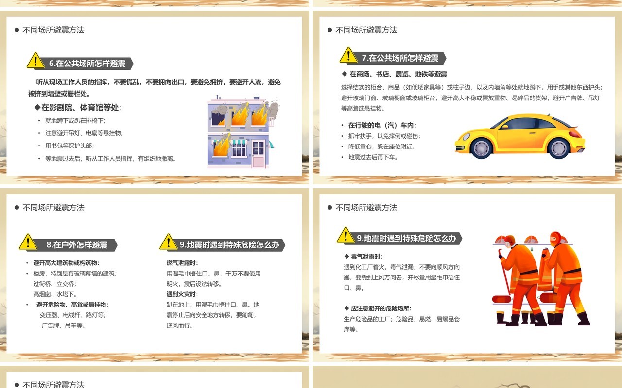 黄色简约风防震科普携手同行PPT模板